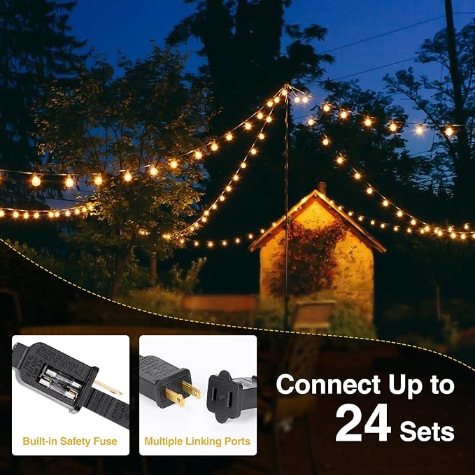 ZJOJO 100FT Outdoor String Lights, G40 Globe Outdoor Lights with 30 Shatterproof LED Bulbs (3 Spare), 2700K Hanging IP65 Waterproof Patio Light String Lights for Outside Backyard Porch Party