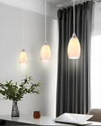 Mini Milk Glass Pendant Light,Handcrafted Beige Glass Pendant Hanging Light fixtures Small Pendant Light with Brushed Nickel Adjustable Cord for Kitchen Island,Bed Room,Hallway,Dining Room,Stairs
