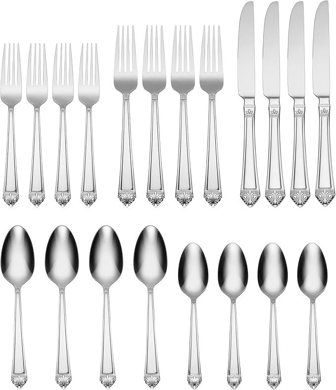 Oneida Eave 20 Piece Everyday Flatware Set, Service for 4, 18/0 Stainless Steel, Silverware Set | (Pack of 3)