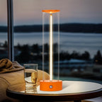 Cordless Portable LED Table Lamp, Modern Nightstand Lights with Filament Magnetic, Three-Level Dimmable Lamp for Gaming, Home Office, Bedroom, Living Room, Kitchen, Bar, Restaurant (Orange)
