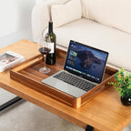 GinSent Wooden Serving Tray with Handles,Rustic Ottoman Tray for Kitchen Counter/Coffee Table/Living Room Decor,Versatile Tray for Party Picnic Barbecue