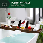 ROYAL CRAFT WOOD Non-Foldable Bathtub Tray - Wood Bath Tray for Tub, Bamboo Bathtub Shelf, Expandable Bath Table Trays, Luxury Bathroom Accessories for New Home & Unique Gift for Women