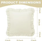KKJIAF Ruffle Pillow Cases 26x26 Inches, Beige Square Ruffled Pillow Covers Set of 2, Microfiber Wrinkle Resistant Pillow Shams with Envelope Closure for Sofa Bed Living Room