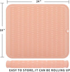 Silicone Dish Drying Mat for Multiple Usage,Easy clean,Eco-friendly,Heat-resistant Silicone Mat for Kitchen Counter or Sink,Refrigerator or Drawer Liner Pink 2XL 24 inches x 18 inches