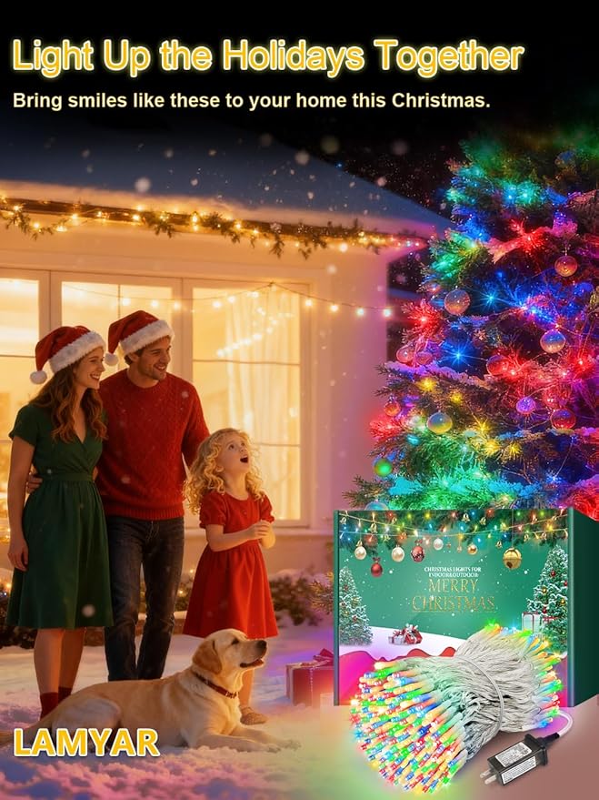 Christmas Lights with 1000 LEDs, 328FT Extra Long Plug in Fairy String Lights for Outdoor Tree and Indoor Décor, 8 Modes & Timer, IP65 Waterproof Lights for Yard Garden Decor (Multi-Color)