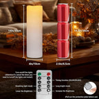 Kimjo 14" x 4" Large Outdoor Candles with Remote: Battery Operated LED Flameless Candles with Timer - Realistic Fake Waterproof Flickering Pillar Candles for Patio Porch Lanterns (White 2 Pack)