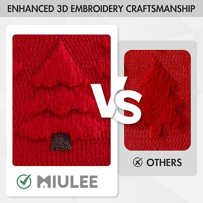 MIULEE Christmas Tree Decorative Pillow Covers Faux Fur Wool Throw Pillows Soft Plush Cushion Covers Set of 2 Xmas Home Decor Winter Holiday for Sofa Couch Livingroom Bed 18x18 Inch Red