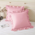 KKJIAF Ruffle Pillow Cases 26x26 Inches, Light Pink Square Ruffled Pillow Covers Set of 2, Microfiber Wrinkle Resistant Pillow Shams with Envelope Closure for Sofa Bed Living Room
