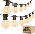 OHLUX Outdoor String Lights, 27 FT G40 Globe LED Patio Lights with 13 Dimmable Plastic Bulbs(1 Spare), 2200K Waterproof Connectable Hanging for Backyard Porch Cafe Party Decor, E12 Socket Base