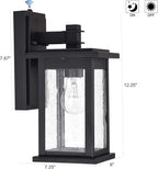 MICSIU Dusk to Dawn Sensor Outdoor Lighting Fixture, Textured Black Exterior Wall Sconce with Clear Seedy Glass, 12.25 Inch Outside Wall Lights for House,Garage, Patio, Doorway, Pathway, Balcony