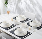 16 Pieces Porcelain Plates and Bowls Set, White Dinnerware Set for 4, Microwave and Dishwasher Safe - Scratch Resistant and Easy Clean, QOMO-1996