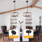 Farmhouse Dining Room Light Fixture, 6-Light Chandelier Modern Metal Industrial Chandelier Lighting for Farmhouse Kitchen Entryway Living Room (E12 Bulbs Not Included)