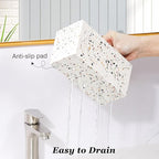 Luxspire Toothbrush Holder for Bathroom, 5 Slots Bathroom Counter Organizer Toothbrush and Toothpaste Holder, Bathroom Accessories for Restroom Bathroom, Terrazzo