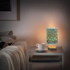 Table Lamp Horse Pattern Colorful Star Horseshoes Letter Nightstand Lamp with Wood Base Fabric Lamp Shade Bedside Desk Lamp for Living Room Bedroom Kids Room Office