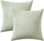 MIULEE Pack of 2 Pillow Covers Soft Soild Decorative Square Throw Pillow Covers Set Cushion Cases Pillowcases for Sofa Bedroom Car 16 x 16 Inch 40 x 40 Cm Light Green