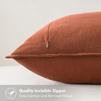 MIULEE Fall Decorative Linen Lumbar Pillow Covers 12x20 Inch Rust Boho Farmhouse Neutral Couch Throw Pillows for Bed Pack of 2 Accent Modern Pillowcase Summer Sofa Livingroom Home Decor