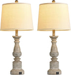 Table Lamps for Living Room Set of 2 Farmhouse Bedroom Lamps with USB C+A Charging Ports Touch Bedside Lamps for Nightstand,2 Bulbs Included