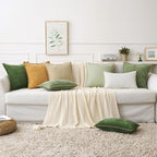 MIULEE Pack of 2 Couch Throw Pillow Covers 22x22 Inch Sage Green Farmhouse Decorative Pillow Covers with Stitched Edge Soft Chenille Solid Dyed Spring Pillow Covers for Sofa Bed Living Room