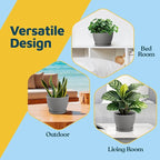 Gray 6-Inch Plant Pots with Drainage & Saucers 18 Pack, Indoor & Outdoor Planters for Houseplants, Herbs, and Flowers, Durable & Weatherproof Material, Stackable, Lightweight, Minimalist Design