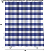 Rustic Navy Blue White Buffalo Check Plaid Pattern Shower Curtain, Farmhouse Shower Curtains Set with Hooks, Waterproof Fabric Bathroom Curtains Decor Home Accessories, Stall Long 54 X 78 Inch