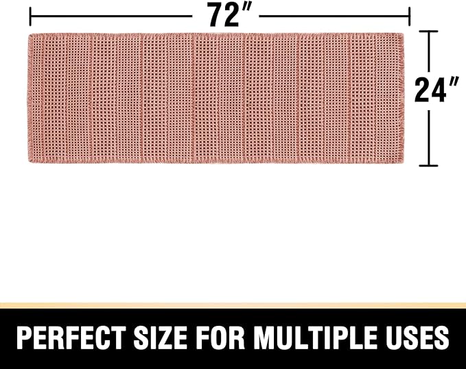 H.VERSAILTEX Upgraded Waffle Runner Rug Super Absorbent Bathroom Mat Non Slip Bath Rug for Bathroom Floor Machine Washable Dry Fast, Soft Pink, 24" x 72"