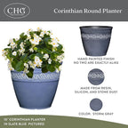 Classic Home and Garden Corinthian Resin Planter Pot - Outdoor & Indoor Plant Pot - Round Planter for Plants & Flowers (8" Storm Gray, Pack of 3)