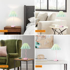 Pleated Table Lamp, Table Lamp for Bedroom, Bedside Lamps for Nightstand with Linen Lampshade, Modern Lamp for Bedroom Home Office Decor, Pink