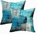 CAPSCEOLL Turquoise and Grey Art Artwork Throw Pillow Covers,Decorative Throw Pillow Covers 18 X 18 Inches Set of 2 Pillow Cases Decorative,Abstract Oil Painting Pillowcases for Bedroom,Living Room