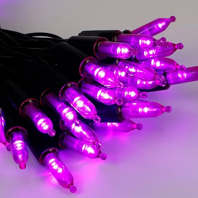 WATERGLIDE 50 LED Outdoor Halloween Lights, 16 FT Mini String Light with 8 Modes, Waterproof Battery Operated Tree Lights for Indoor Outdoor Patio Garden Party Wedding Decoration, Purple