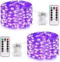 JMEXSUSS 2 Pack Halloween Fairy Lights Battery Operated, Total 200 LED 66ft Purple Christmas Lights with Remoter, 8 Modes Twinkle String Lights Light for Halloween Tree Indoor Outdoor Decorations