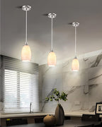 Milk Mini Glass Pendant Lights,Blown Art Glass Pendant Hanging Light Fixtures Kitchen Island Pendant Lamp Shade with Brushed Nickel Finish for Bar Counter,Hallway,Dining Room-3Pack