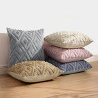 Pallene Light Khaki Throw Pillow Covers 24x24 Set of 2, Soft Plush Faux Fur Decorative Couch Pillow Covers for Sofa Bed Living Room Pillow Cases with 3D Diamond Pattern