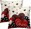 Love Hearts Throw Pillow Covers 20x20 Inch Set of 2, Romantic Holiday Vintage Design Print Soft Square Pillowcases for Living Room Bedroom Patio Car Farmhouse Home Decor