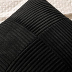 MIULEE Black Corduroy Pillow Covers Pack of 2 Boho Decorative Spliced Throw Pillow Covers Soft Solid Couch Pillowcases Cross Patchwork Textured Cushion Covers for Living Room Bed Sofa 24x24 inch