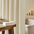 Faux Linen Textured Farmhouse Beige Shower Curtain, Heavy Duty Cream Fabric Shower Curtain Wrinkle-Free, 72 x 72 inch Natural Linen Look Water Repellent Shower Curtains Washable for Bathroom
