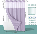 Lavender No Hook Waffle Weave Shower Curtain with snap-in Liner Replacement, 230GSM Waterproof Fabric Hotel Shower Curtain Set for Bathroom, Through Mesh Top Window,71Wx74H