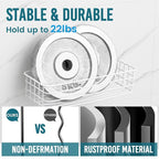 TAILI Shower Caddy Suction Cup 2 Pack with Hooks & Soap Holder, Heavy Duty Shower Organizer for Bathroom, No Drilling Bathroom Organizer with Large Capacity, Metal Storage Basket-White