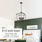 MELUCEE 16 Inches Farmhouse Chandelier 6-Light Oil Rubbed Bronze Cage Hanging Lights Rustic Lantern Pendant Lighting for Kitchen Island Dining Room Foyer Hallway, E12 Base