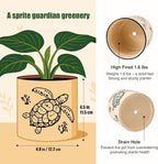 5 Inch Ceramic Plant Pots with Drainage Holes, Small Round Flower Pots for Indoor Plant, Unique Animal Flower Planters (Sea Turtle)