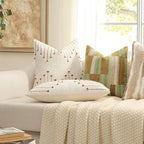 YCOLL Boho Throw Pillow Covers 20x20 Set of 2 Neutral Woven Decorative Pillowcases Cotton Tufted Couch Pillows Modern Farmhouse Accent Cushion Covers for Sofa Couch Bed Living Room Home Decor, Brown