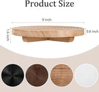 zoocatia Round Decorative Tray Farmhouse Bathroom Decor Wood Riser Kitchen Countertop Organizer for Perfume, Candle, Plant, 9 inch Burlywood