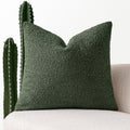 MIULEE Textured Boucle Throw Pillow Cover Christmas Dark Green Accent Solid Eruo Sham Pillow Case Decorative Soft Pack of 1 Couch Cushion Chair Sofa Bedroom Livingroom Home Decor,24x24 Inch