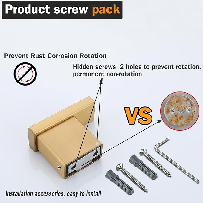 RANDOM Towel Hooks for Bathrooms SUS304 Stainless Steel Hand Towel Holder,Coat Rack Wall Mount Robe Hook,Champagne Bronze.96009-8CB