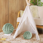 Sioloc Soft Knot Ball Pillows,Round Throw Pillow Cushion Home Decoration Plush Pillow,Throw Knotted Pillow Handmade Round Plush Pillow（10.6inches,Green）