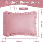 KKJIAF King Size Pillow Cases Set of 2, Light Pink, Polyester, Envelope Closure, 20" x 36", Ruffled, Fade Resistant