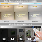 Modern LED Pendant Lights Kitchen Island, 57in Gold Chandelier Dimmable with Remote Control 3000k-6000K Adjustable, Aluminum Island Lighting Lamp Fixture for Kitchen, Dining Room