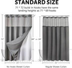Furlinic No Hook Shower Curtain with Snap in Fabric Liner Set,Waffle Weave Heavy Duty Bathroom Curtain with See Through Window,Waterproof & Machine Washable,Hotel Style,Light Grey,71x72 Inch