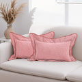 HAUSSY Scalloped Pillow Covers 12x20 Set of 2,Decorative Lumbar Throw Pillows Cute Aesthetic Preppy Cushion Covers for Couch Bed Living Room,Pink