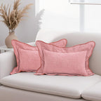 HAUSSY Scalloped Pillow Covers 12x20 Set of 2,Decorative Lumbar Throw Pillows Cute Aesthetic Preppy Cushion Covers for Couch Bed Living Room,Pink