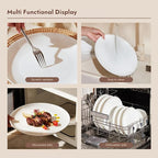 KINGSTONE Bone China Dinnerware Sets, 18-Piece Dinnerware Set for 6, Lightweight Durable, Dishwasher Safe, Tableware for Daily Use with Elegant Design, White